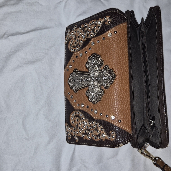 Montana West Brown and Black Cross Embellished Bag Set - Picture 6 of 7